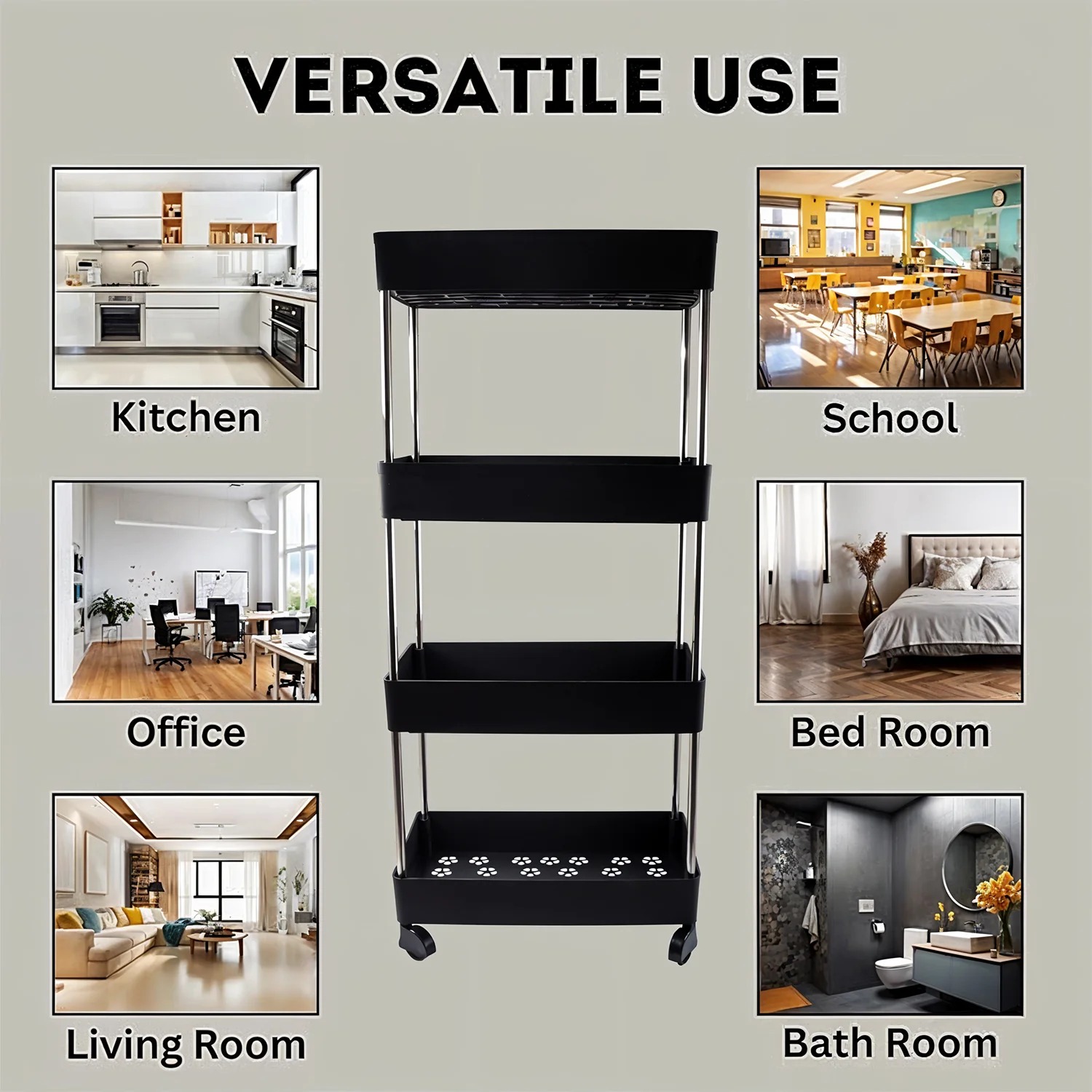 Movable Storage Rack Trolley - Image 4