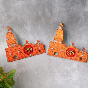 Shubh Labh Ram Temple / Mandir Design Decorative Wall Sticker (2 Pc)