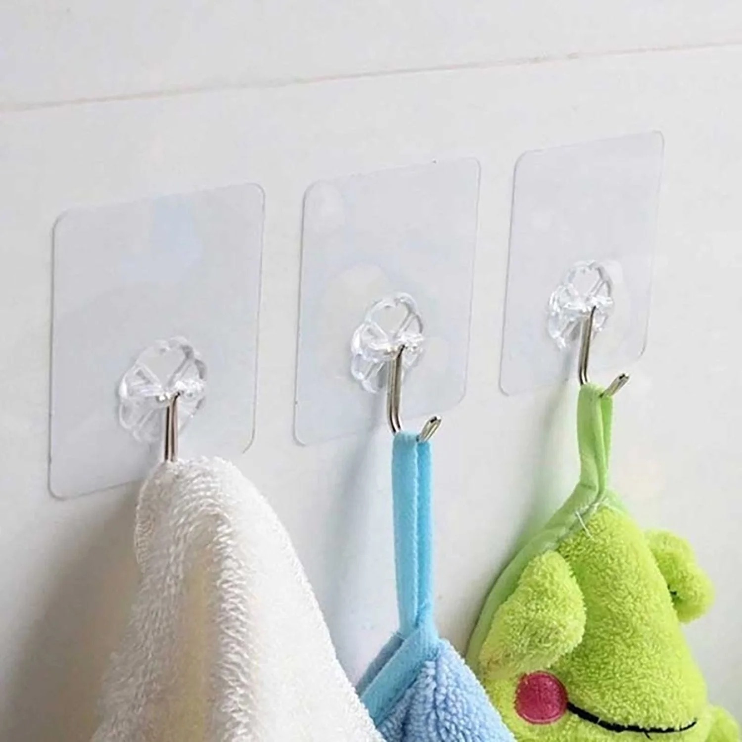 Pack of 10 Multipurpose Strong Small Stainless Steel Adhesive Wall Hooks by GlimmerHome