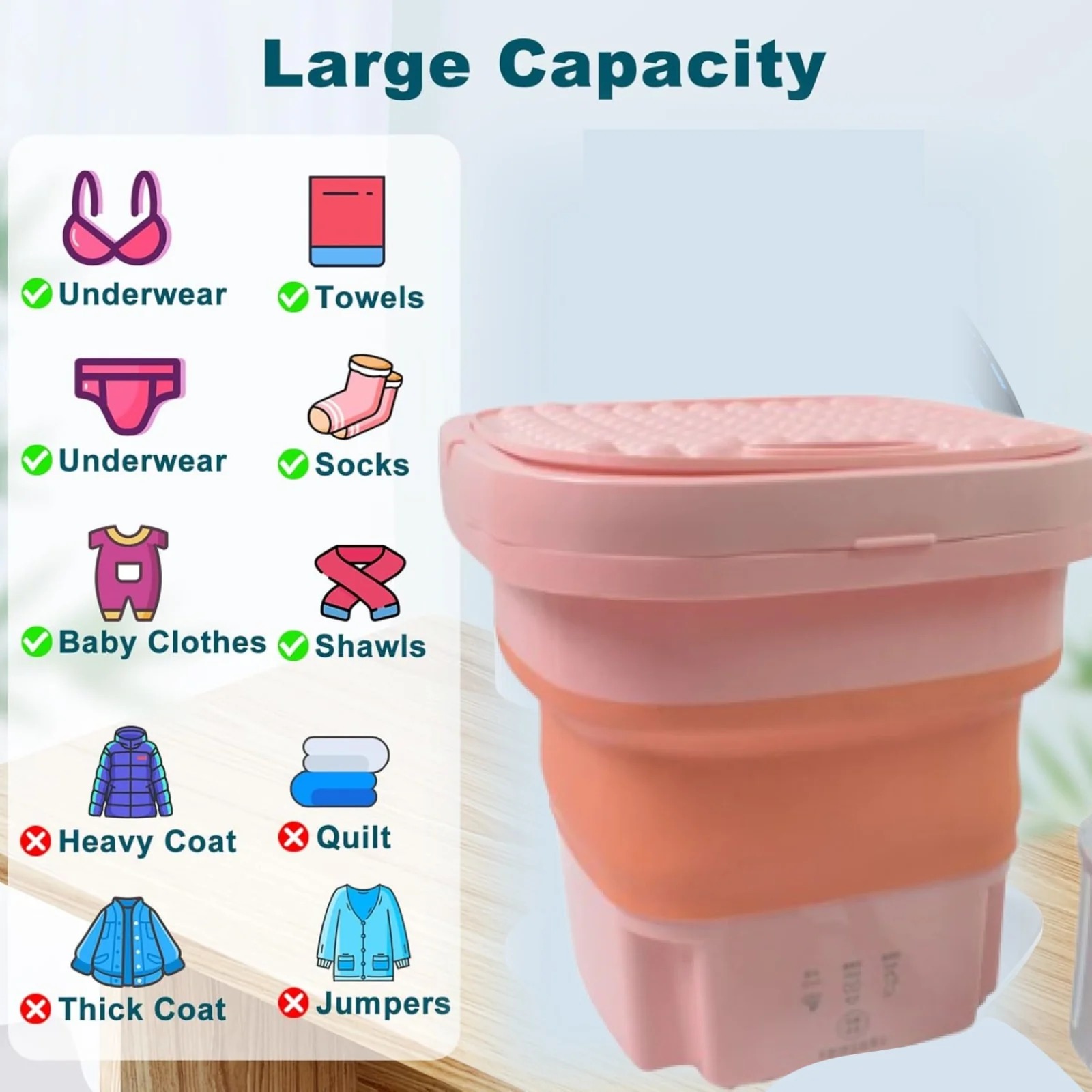 Portable Washing Machine, Foldable Washer and Dryer Combo (1 Set / Mix Color)